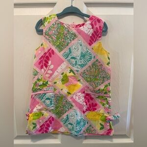Vintage Lilly Pulitzer 4T patchwork print shift dress with side ties